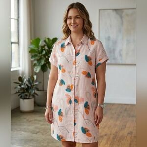 Rachel Zoe Floral Linen Shirt Dress